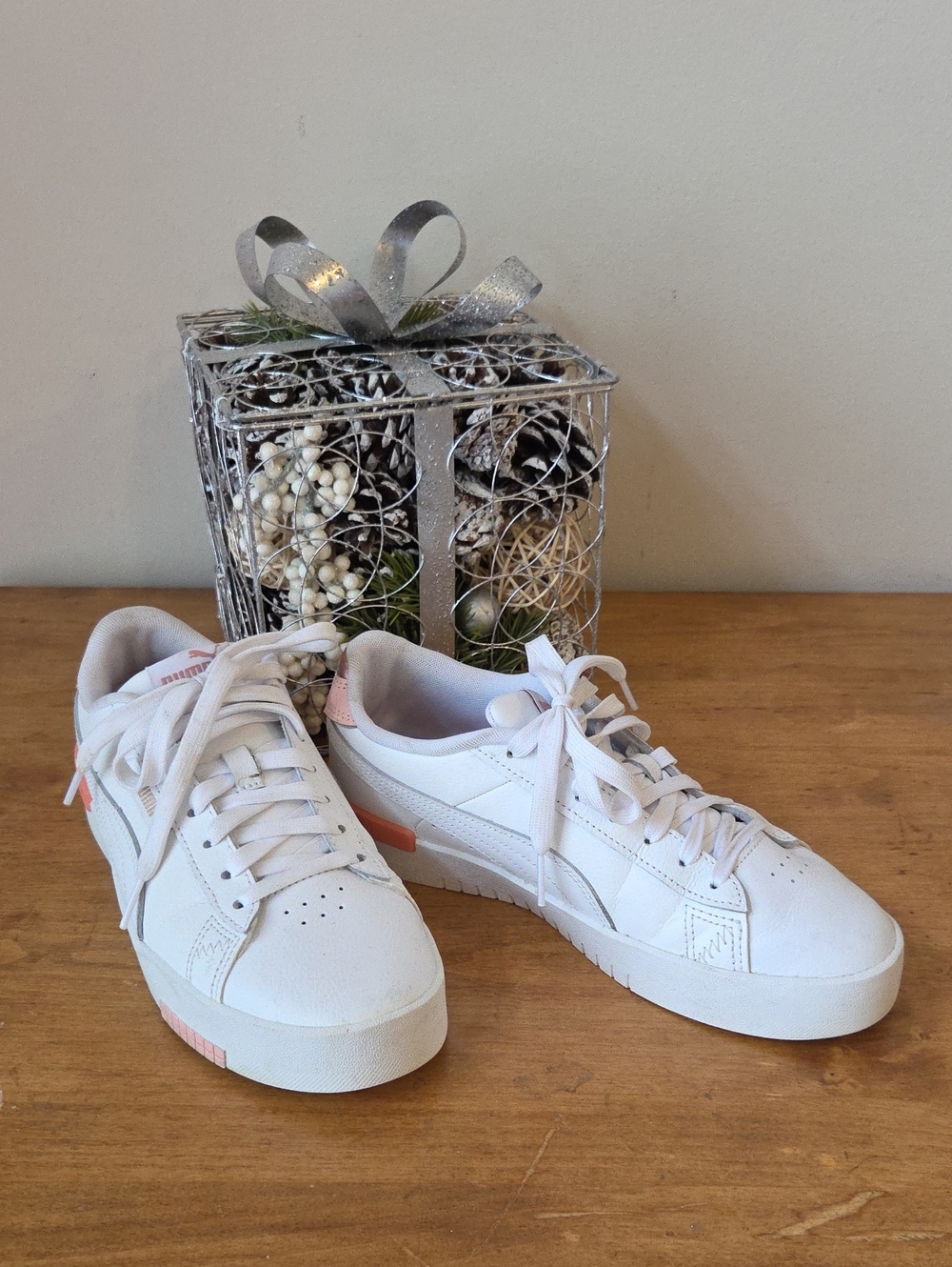 Puma Women's White Sneakers with Pink Accents